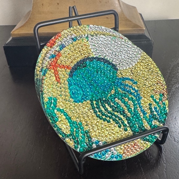 Handcrafted Coastal Diamond Art Coasters – Ocean Theme | Set of 4 Gift Ready - Picture 6 of 6